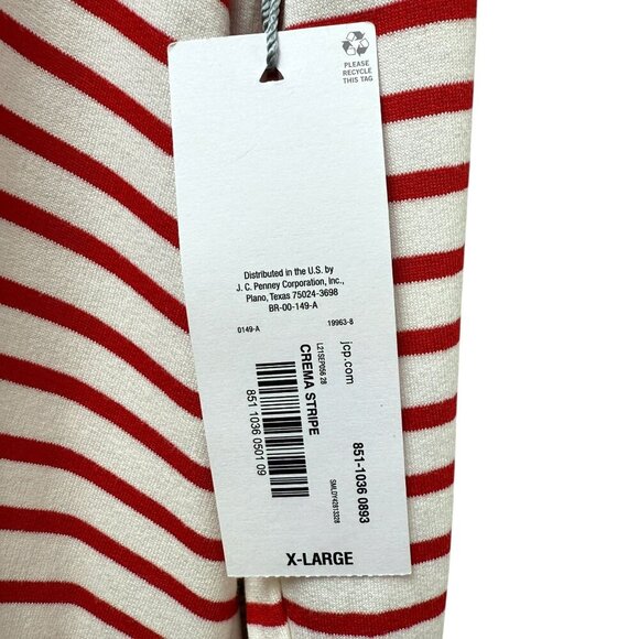 Liz Claiborne Red Stripe Top Size XL Womens Long Sleeve Tee Nautical NWT - Picture 4 of 9